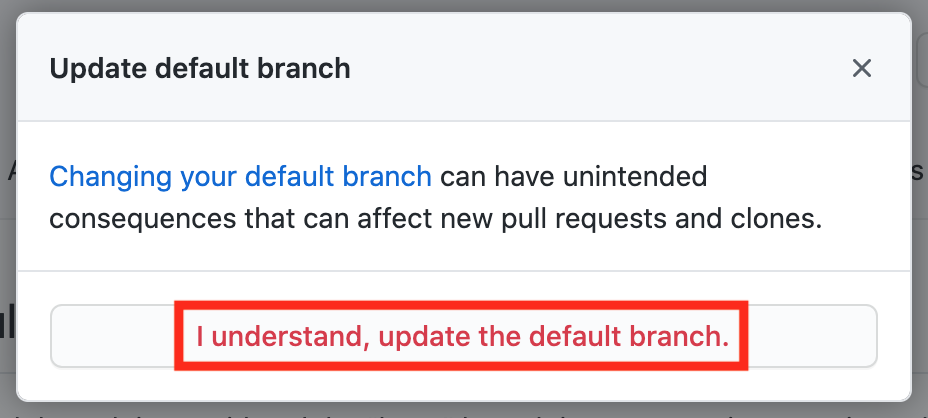 Confirm new default branch