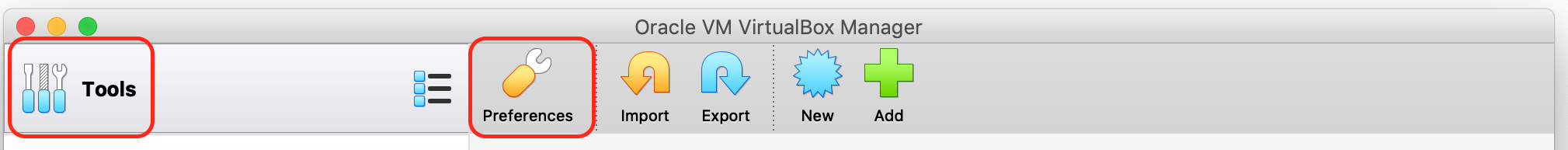 VirtualBox preferences